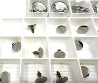 Swarovski Art.# 1790/140 - Swarovski Decorative Jeans Buttons in 17mm, Crystal Stones, Silver Brushed Casting