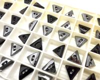 10mm Swarovski 3038 Triangle Jet Hematite Black Button Vintage crystals