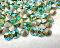 29ss Swarovski Crystal 1028 Chaton Chrysolite Aurore Boreale Round Stone Pointed Back Crystal