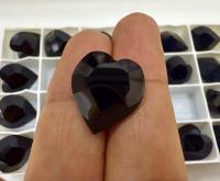 Swarovski Vintage 4800 Heart Rhinestones - 18.7x 17 mm in Jet unfoiled fancy stones jewelry making