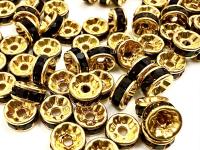 Swarovski Jet Black Round Spacer Rondelle 177505 5mm Metal findings vintage components jewelry making craft supplies decorations