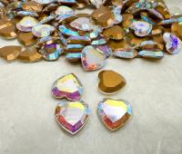 Swarovski #4816/2 Heart Flatback 10mm Crystal Aurore Boreale 6 Pieces fancy stones jewelry making