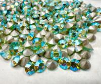 29ss Swarovski Crystal 1028 Chaton Chrysolite Aurore Boreale Round Stone Pointed Back Crystal