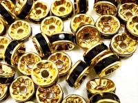 Swarovski Jet Black Round Spacer Rondelle 177505 5mm Metal findings vintage components jewelry making craft supplies decorations