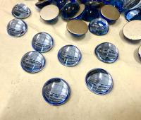 12 mm Swarovski Round Cabochon Cabs Light Sapphire foiled Article # 2090/4 Vintage Flat Back