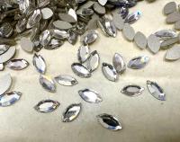Swarovski 8x4 mm 2200 vintage rose cut faceted flat back navette glass cabs cabochons