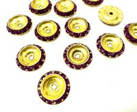 Vintage Swarovski in Amethyst crystals mounted on brass metal bead 18mm