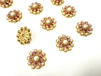 16mm Vintage brass Swarovski Flower Design in pearls and pink crystal Embellishment DIY Supplies wedding decorations
