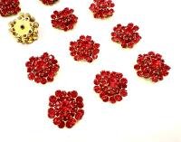 16mm Vintage brass Swarovski Flower Design Light Siam crystal Embellishment DIY Supplies wedding decorations