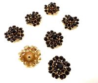 16mm Vintage gold plated Swarovski Flower Design in Jet crystal Embellishment DIY Supplies wedding decorations