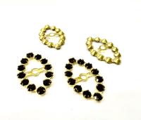 Vintage Swarovski Crystal in Jet Navette Marquise brass Findings