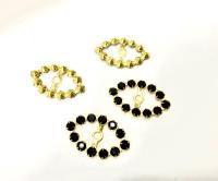 Vintage Swarovski Crystal in Jet Navette Marquise brass Findings