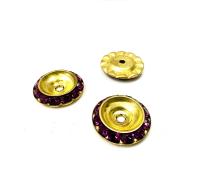 Vintage Swarovski in Amethyst crystals mounted on brass metal bead 18mm