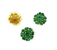 16mm Vintage brass Swarovski Flower Design Emerald crystal Embellishment DIY Supplies wedding decorations