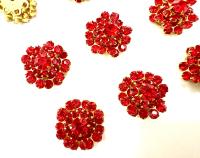 16mm Vintage brass Swarovski Flower Design Light Siam crystal Embellishment DIY Supplies wedding decorations