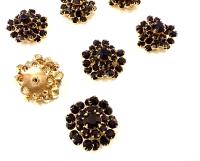 16mm Vintage gold plated Swarovski Flower Design in Jet crystal Embellishment DIY Supplies wedding decorations