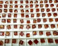 Swarovski 5601 Vintage Cube Bead in Red Magma 4mm