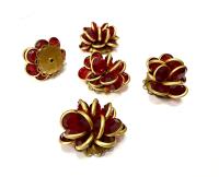 Vintage Siam Crystal Flower Beads, Brass DIY Supplies (25x22mm)