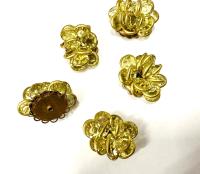 Vintage Swarovski Jonquil Crystal Flower Button, Brass Metal (25x22mm)