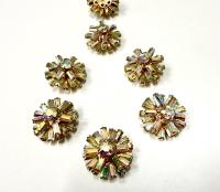 Vintage Swarovski Crystal AB Embellishment, Gold Plated (18mm)