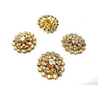 21mm Vintage gold plated Swarovski three layers Design in Crystal AB Embellishment DIY Supplies wedding decorations