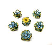 16mm Vintage brass Swarovski Flower Design in Light Sapphire Embellishment DIY Supplies wedding decorations