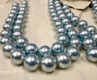 Vintage Swarovski Light Blue Pearl Beads, 12mm Crystal Round Pearls
