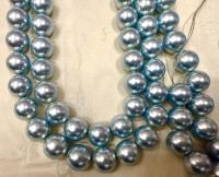 Vintage Swarovski Light Blue Pearl Beads, 12mm Crystal Round Pearls