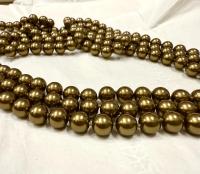 Vintage Swarovski 8mm Crystal Antique Brass Round Pearl Beads