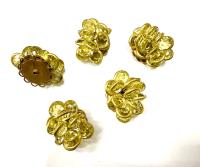 Vintage Swarovski Jonquil Crystal Flower Button, Brass Metal (25x22mm)