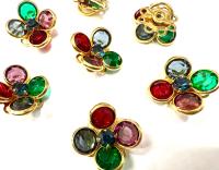 16mm Vintage Gold Plated Swarovski Crystal Flower Embellishment