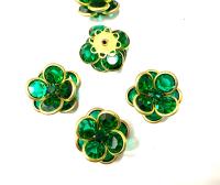 18 mm Vintage brass Emerald Swarovski Brooch Embellishment DIY Supplies wedding decorations