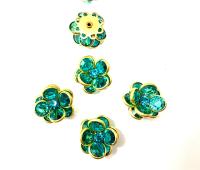 16mm Vintage brass Swarovski Flower Design in Blue Zircon Embellishment DIY Supplies wedding decorations