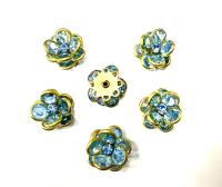 16mm Vintage brass Swarovski Flower Design in Light Sapphire Embellishment DIY Supplies wedding decorations