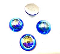 Swarovski 18 mm Vintage in Sapphire AB Flat Back Round Cabochon Cabs