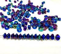 Vintage Preciosa Crystal Bicone Beads, Metallic Iris, 3x5mm