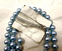 Vintage Swarovski Light Blue Pearl Beads, 12mm Crystal Round Pearls