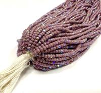 11/0 Charlotte Cut Seed Beads: Patina Opaque Light Purple Aurore Boreale