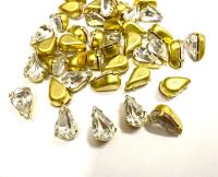 Vintage Swarovski Crystal Pear, Brass Prong Setting 10x6