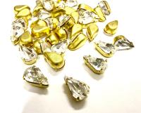 Vintage Swarovski Crystal Pear, Brass Prong Setting 10x6