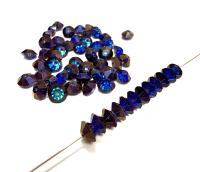 Vintage Swarovski Bicone Beads, Bermuda Blue 6x4mm