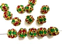 Rare Vintage Swarovski Crystal Ball Bead in Siam Emerald – 12mm Brass Setting