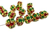 Rare Vintage Swarovski Crystal Ball Bead in Siam Emerald – 12mm Brass Setting