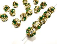 Rare Vintage Swarovski Crystal Ball Bead IN Emerald Crystal – 12mm  Brass Setting