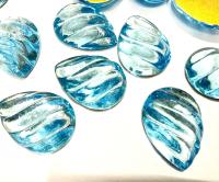 Swarovski 18x13 mm Vintage Aquamarine Foiled Flat Back Pear Cabochon 2/6 Pieces