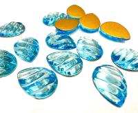Swarovski 18x13 mm Vintage Aquamarine Foiled Flat Back Pear Cabochon 2/6 Pieces