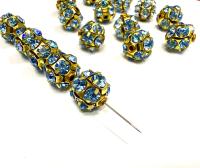 Rare Vintage Swarovski Crystal Ball Bead in Light Sapphire – 12mm Brass Setting