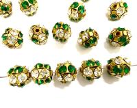 Rare Vintage Swarovski Crystal Ball Bead IN Emerald Crystal – 12mm  Brass Setting