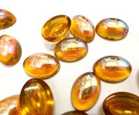 Vintage Swarovski Topaz AB Cabochons, 14x10mm Oval Flat Back unfoiled