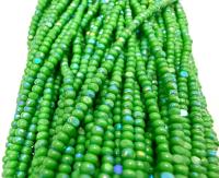 11/0 Charlotte Cut Seed Beads: Patina Opaque Green Aurore Boreale